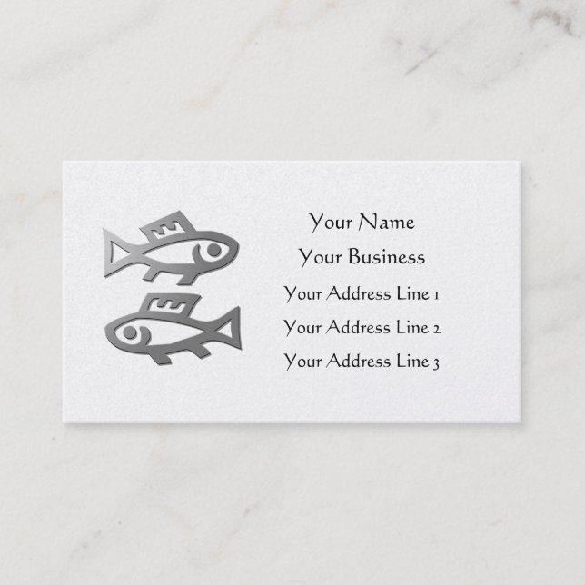 Pisces Zodiac Star Sign In Light Silver On Gold Business Card (Front)