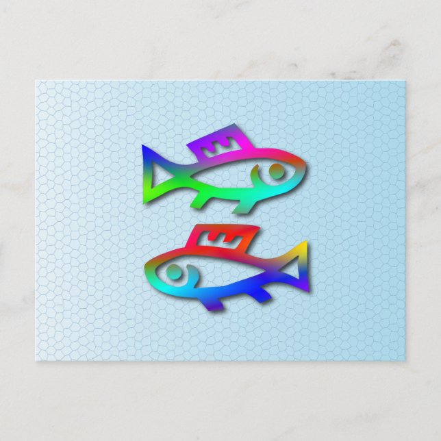Pisces Zodiac Star Sign Rainbow Fish Postcard (Front)