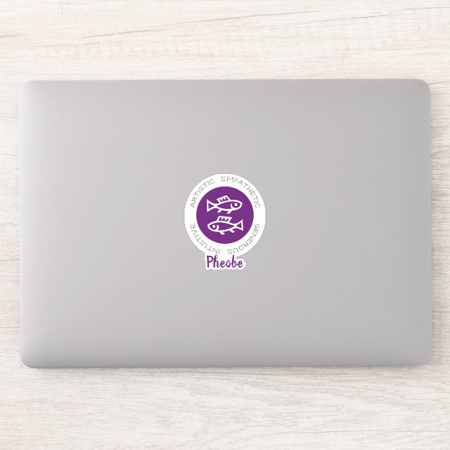 Pisces Zodiac Star Sign Traits Purple Sticker (Computer)
