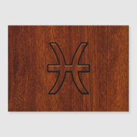 Pisces Zodiac Symbol Brown Mahogany wood style