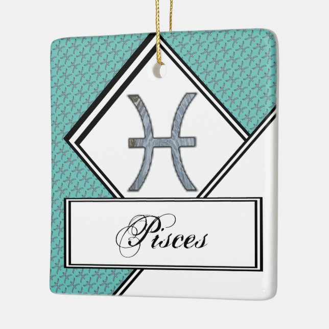Pisces Zodiac Symbol Element by Kenneth Yoncich Ceramic Ornament (Left)