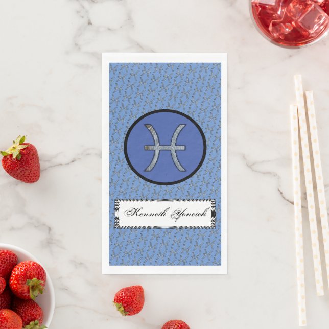 Pisces Zodiac Symbol Element by Kenneth Yoncich Napkin (Insitu)
