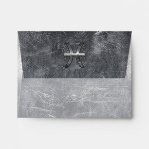 Pisces Zodiac Symbol in grunge steel style print Envelopes