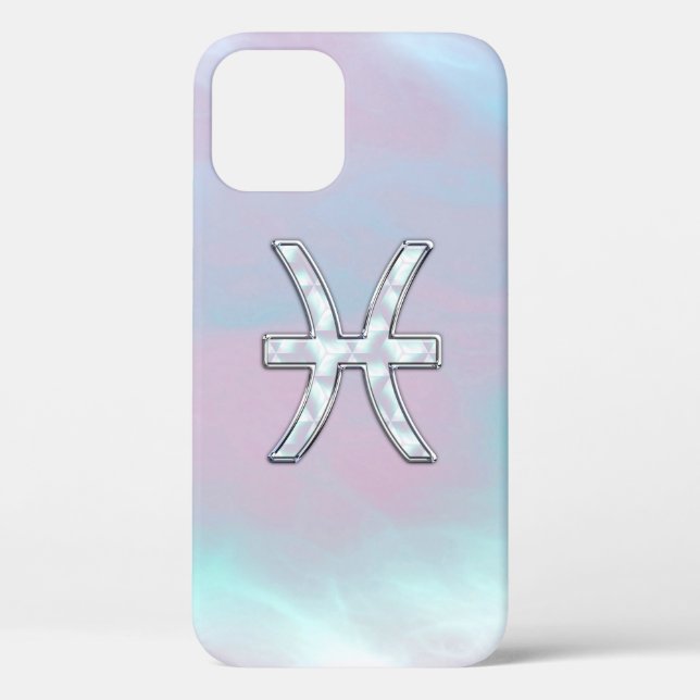 Pisces Zodiac Symbol Mother of Pearl Case-Mate iPhone Case (Back)