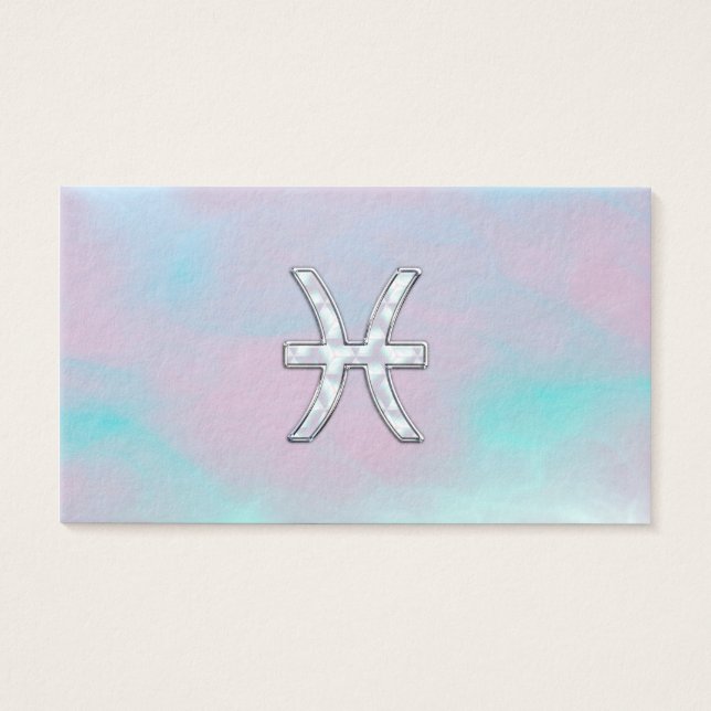 Pisces Zodiac Symbol Mother of Pearl style (Front)