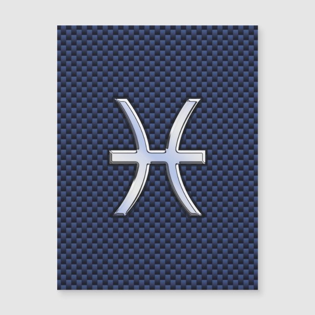Pisces Zodiac Symbol Navy Blue Carbon Fibre Print (Front)