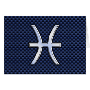 Pisces Zodiac Symbol on Blue Carbon Fibre Print