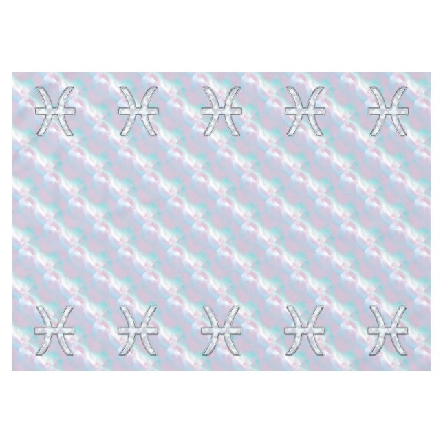 Pisces Zodiac Symbol Pastel Mother of Pearl style Tablecloth (Front (Horizontal))