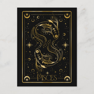 Pisces zodiac symbol postcard