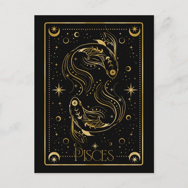 Pisces zodiac symbol postcard (Front)