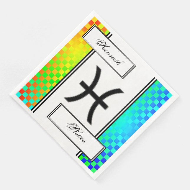 Pisces Zodiac Symbol Standard by Kenneth Yoncich Napkin (Corner)