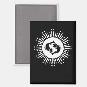 Pisces Zodiac Symbol with Celestial Starburst Magnet