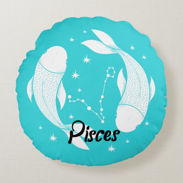 Pisces Zodiac Throw Pillow (Front)
