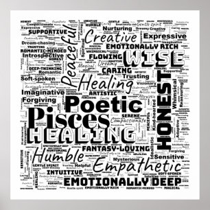 Pisces Zodiac Word Cloud Inspiration Sqaure (L) Poster