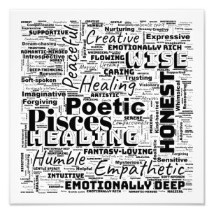 Pisces Zodiac Word Cloud Inspiration Sqaure (S-M) Photo Print