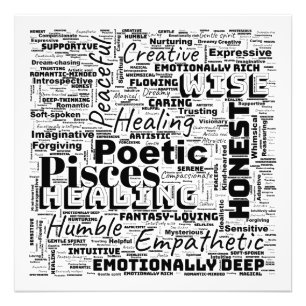 Pisces Zodiac Word Cloud Inspiration Square (L) Photo Print