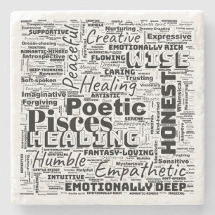 Pisces Zodiac Word Cloud Inspiration Stone Coaster