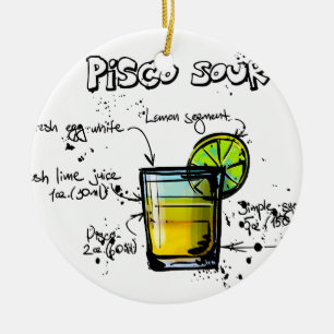 Pisco Sour Cocktail Recipe Ceramic Tree Decoration
