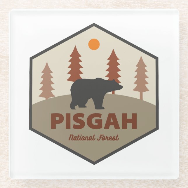 Pisgah National Forest Bear Glass Coaster (Front)