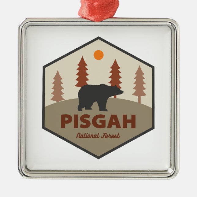 Pisgah National Forest Bear Metal Tree Decoration (Front)