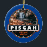 Pisgah National Forest North Carolina Emblem Ceramic Tree Decoration<br><div class="desc">Pisgah vector artwork design. It is a National Forest in the Appalachian Mountains of western North Carolina.</div>