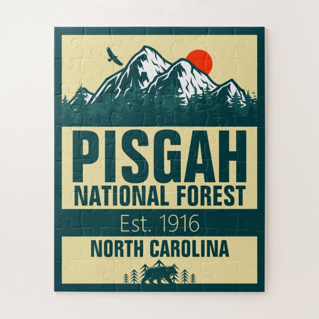 Pisgah National Forest North Carolina - Retro Jigsaw Puzzle (Vertical)