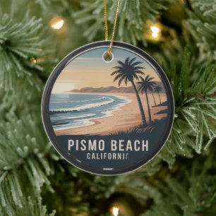 Pismo Beach, California Palm Trees Ceramic Tree Decoration