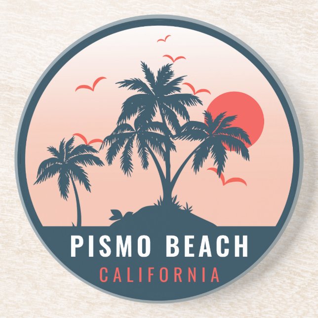 Pismo Beach California Retro Sunset Souvenirs 80s Coaster (Front)