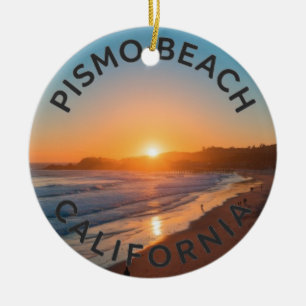 Pismo Beach, California Sunrise Golden Hour Ceramic Tree Decoration