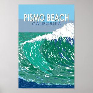 Pismo Beach California Travel Art Vintage Poster