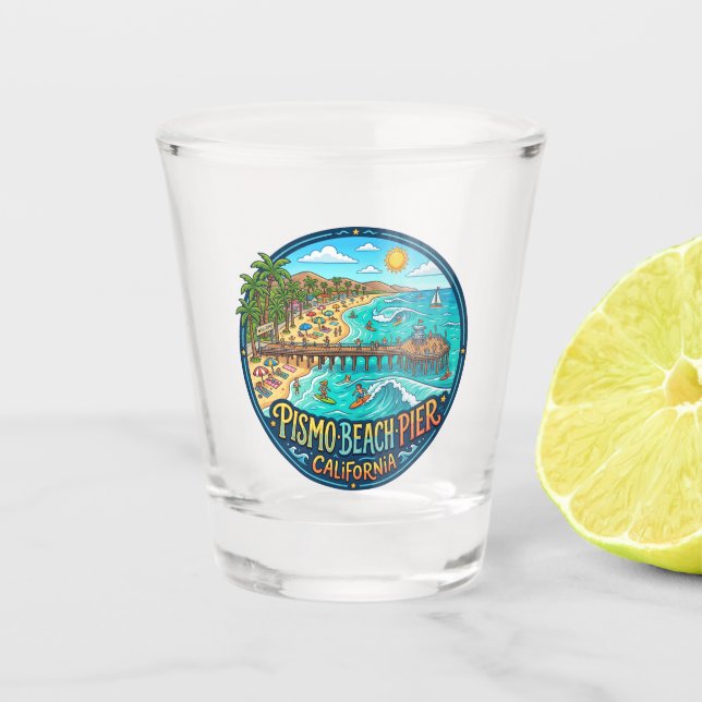 Pismo Beach Pier USA Shot Glass (Front)