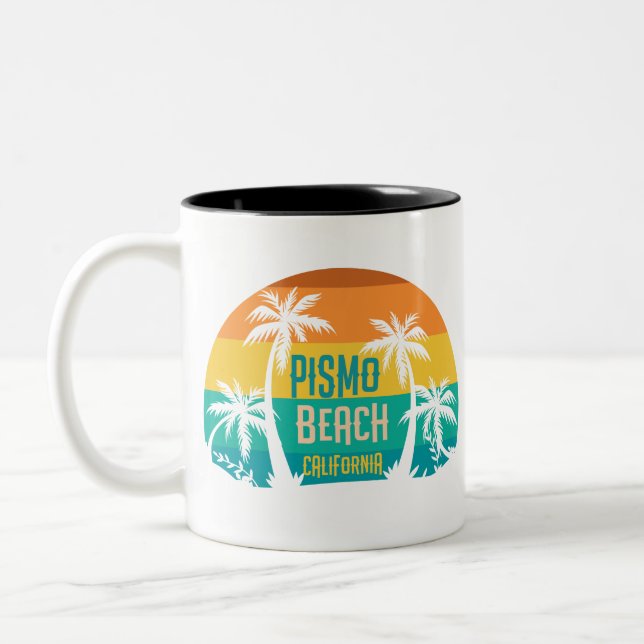 Pismo Beach Retro Two-Tone Coffee Mug (Left)