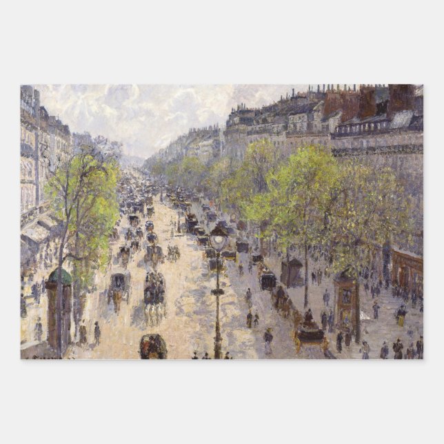 Pissarro - Boulevard Montmartre, Spring Wrapping Paper Sheet (Front)