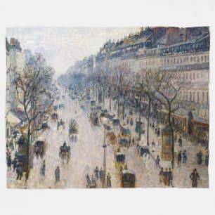 Pissarro - Boulevard Montmartre, Winter Morning Fleece Blanket
