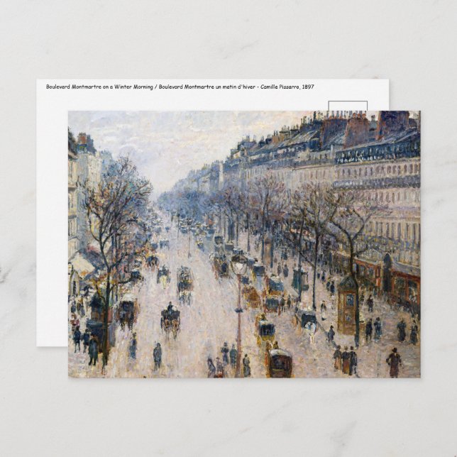Pissarro - Boulevard Montmartre, Winter Morning Postcard (Front/Back)