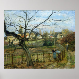 Pissarro - Conversation By Fence 1872 Poster