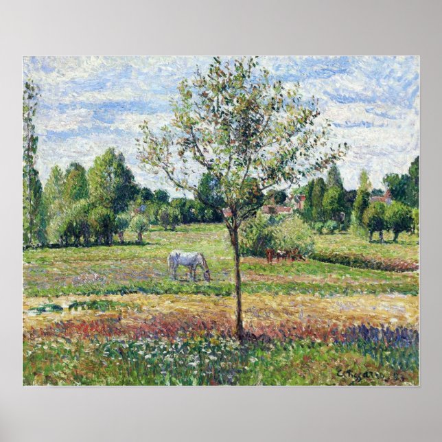 Pissarro - Meadow With A Horse Cloudy Weather Poster (Front)