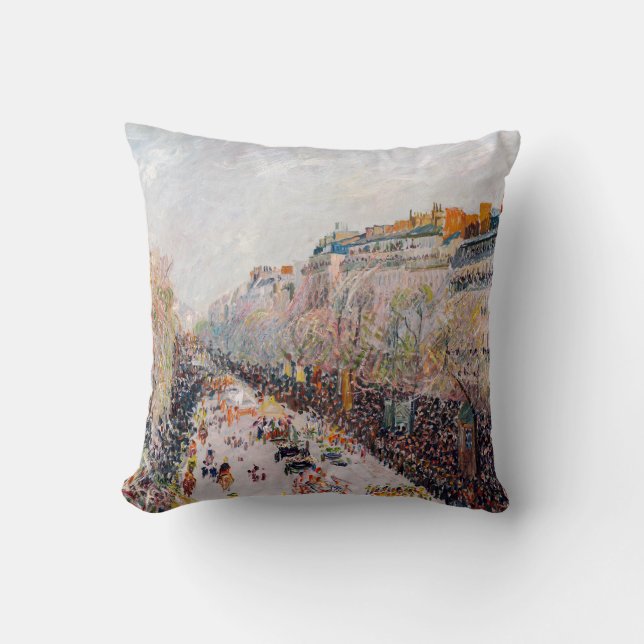 Pissarro - Montmartre, Mardi Gras on the Boulevard Cushion (Front)