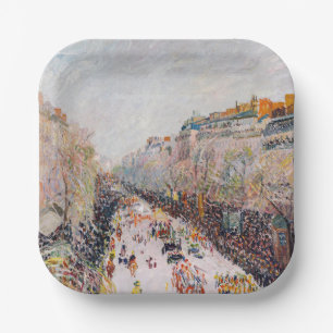 Pissarro - Montmartre, Mardi Gras on the Boulevard Paper Plate