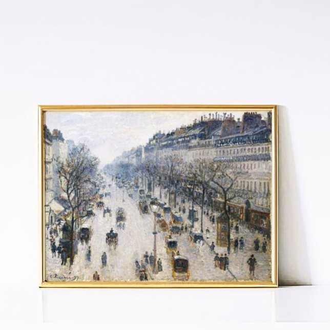 Pissarro Paris Vintage Winter Street Scene Art Poster (vintage oil painting, winter painting, paris street art, camille pissarro, Wall decor)