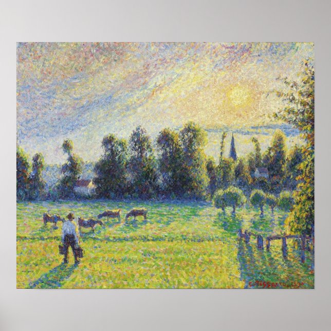 Pissarro - Pasture Sunset Eragny 1890 Poster (Front)