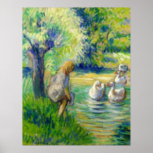 Pissarro - Shepherdess And The Geese Eragny 1890 Poster