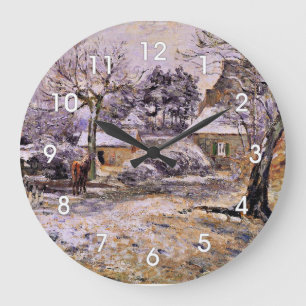 Pissarro - Snow at Montfoucault Large Clock