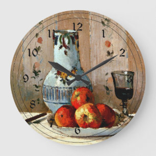 Pissarro - Still Life with Apples and Pitcher Large Clock