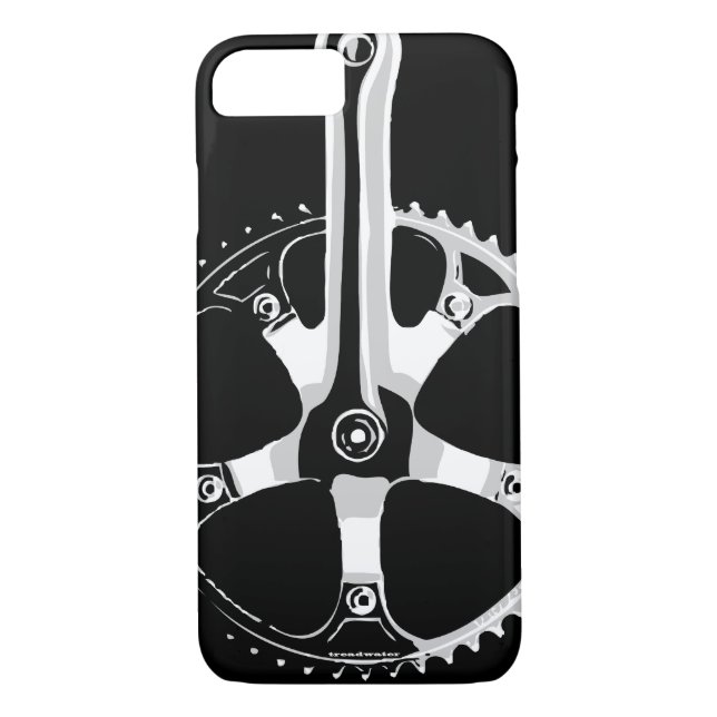 Pista Bicycle Crankset - white on black Case-Mate iPhone Case (Back)