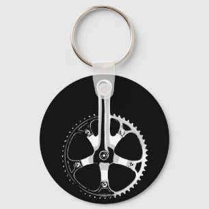 Pista Bicycle Crankset - white on black Key Ring
