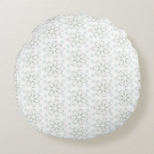 Pistachio and Ice Blue Flowers Round Cushion
