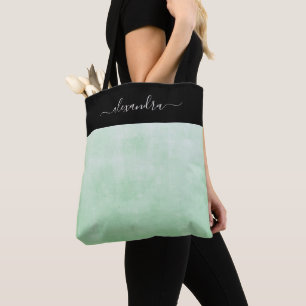 Pistachio Black rustic elegant personalised Tote Bag