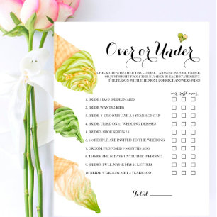 Pistachio Bridal Shower Over or Under Game