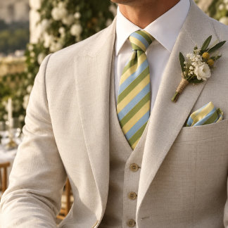 Pistachio Butter Yellow Sky Blue Preppy Wedding Tie